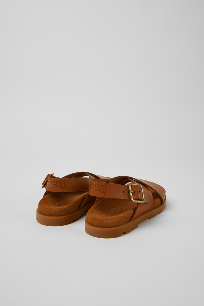 Back view of Brutus Sandal Brown leather sandals for kids