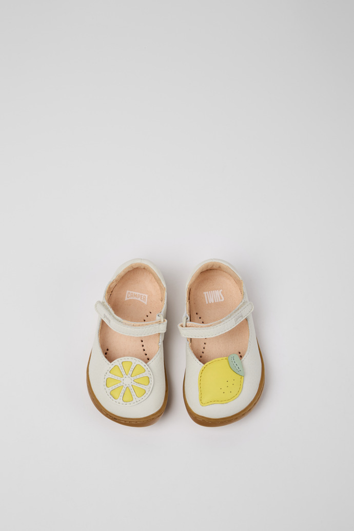 Overhead view of Twins White leather shoes for girls