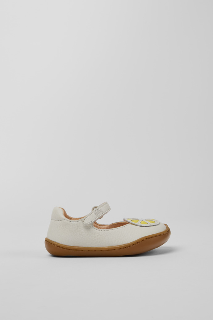 Side view of Twins White leather shoes for girls