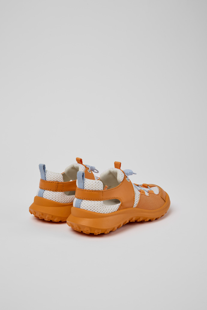 Back view of CRCLR White and orange sneakers for kids