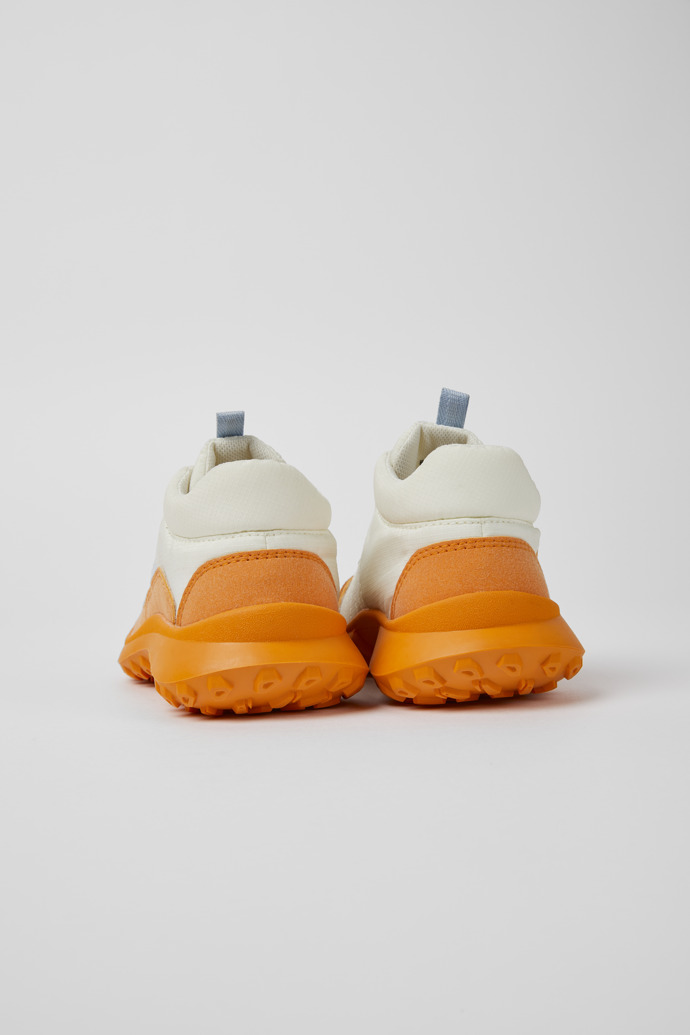 Back view of CRCLR White and orange sneakers for kids