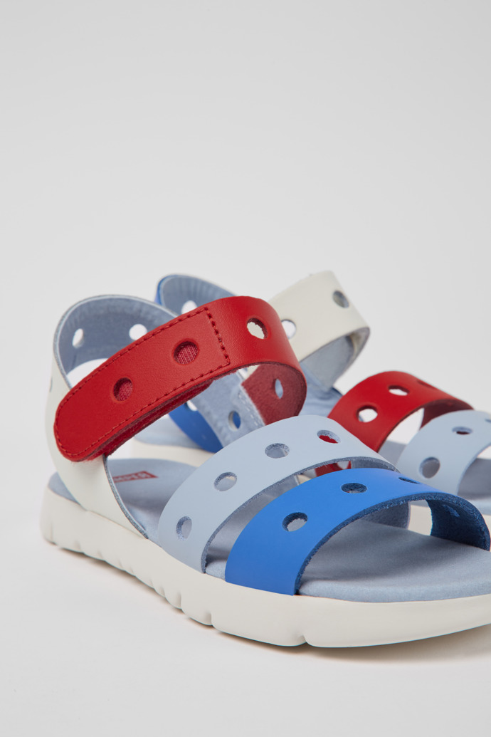 Close-up view of Twins Multicolored leather sandals for kids
