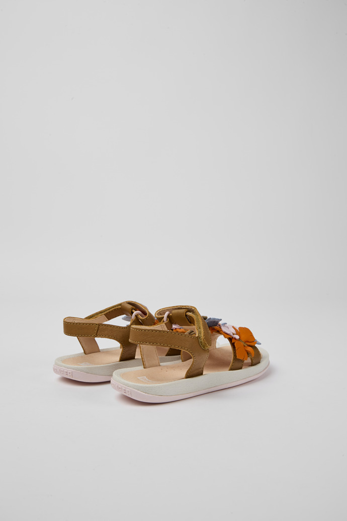 Back view of Twins Brown leather sandals for girls
