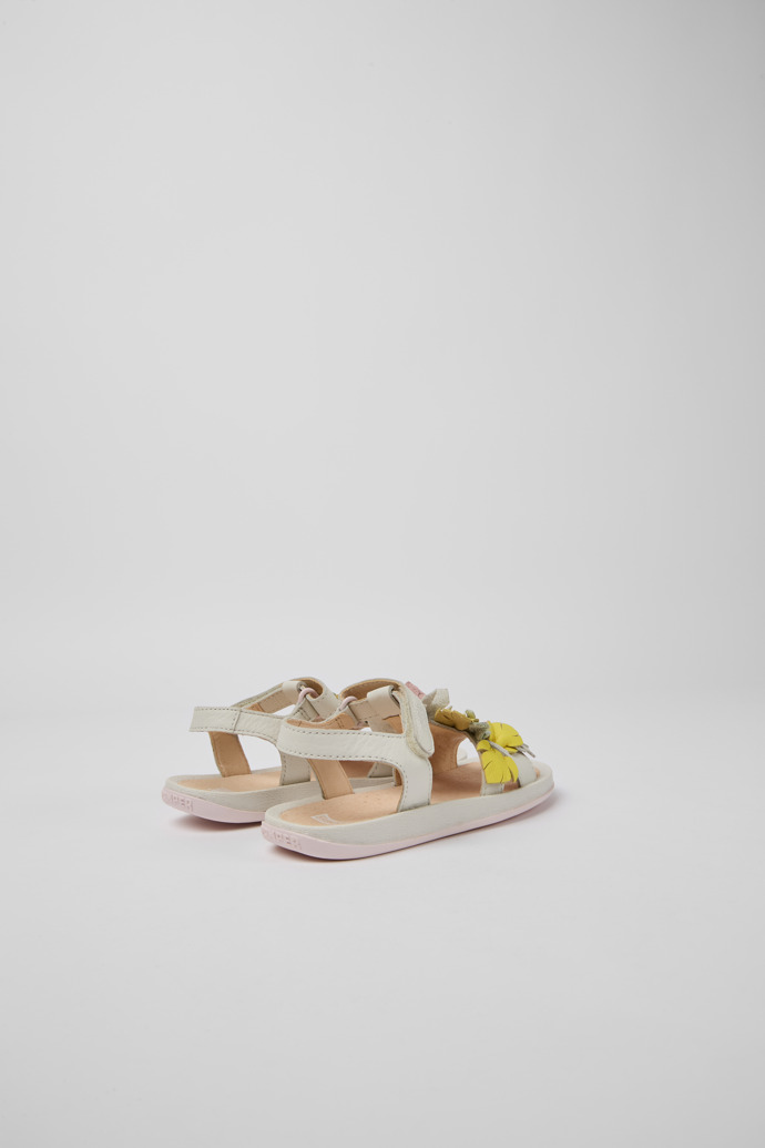 Back view of Twins White leather sandals for girls