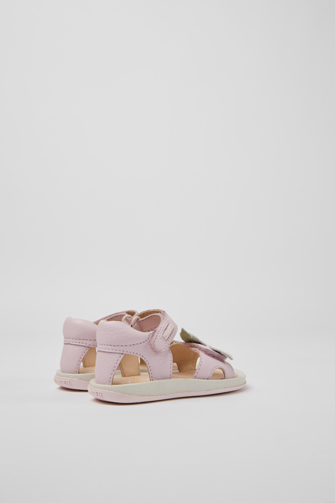 Back view of Twins Pink leather sandals for girls