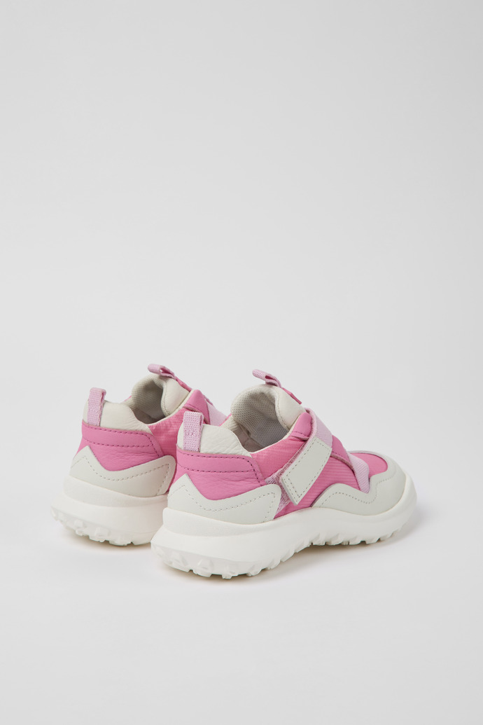 Back view of CRCLR Pink leather and textile sneakers for kids