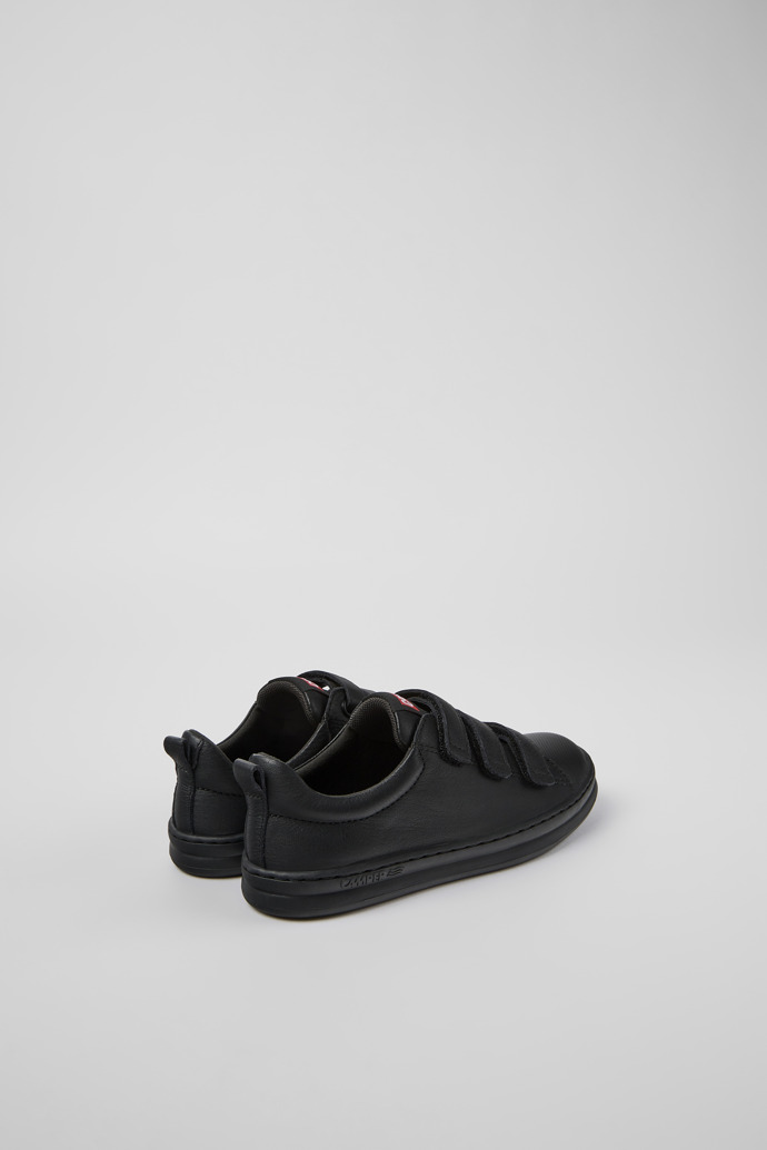 Back view of Runner Black leather and textile sneakers for kids