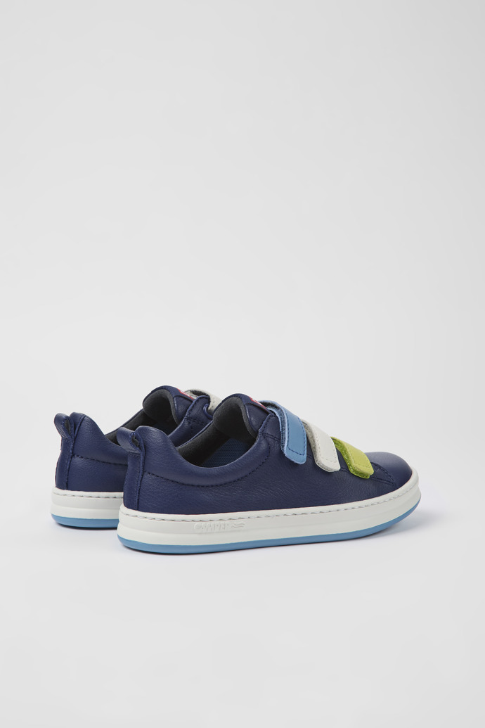 Back view of Twins Blue leather sneakers for kids