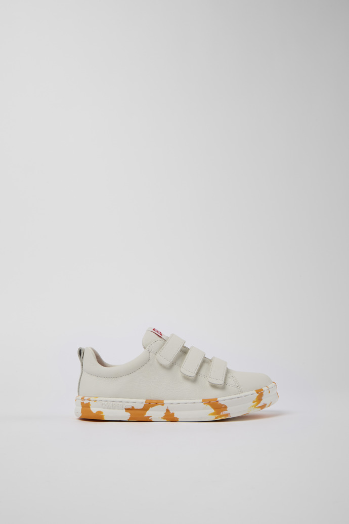 Side view of Runner White Leather Sneaker