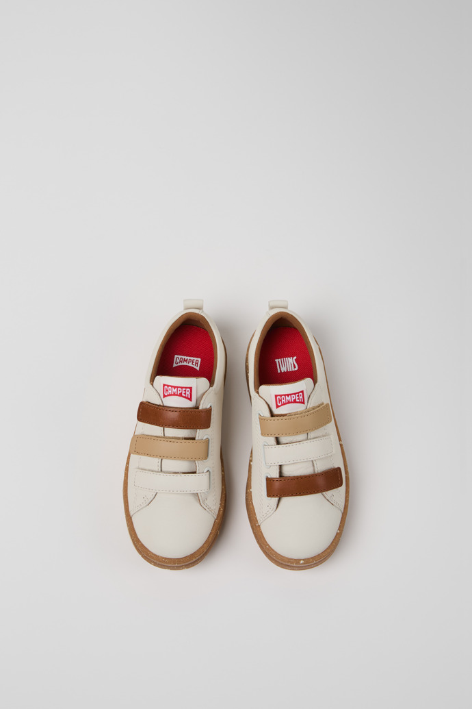 Overhead view of Twins Multicolor Leather Sneakers for Kids.