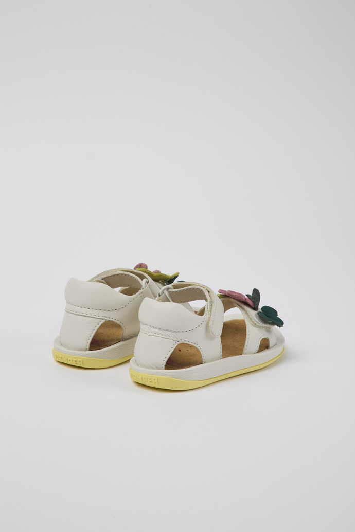 Back view of Twins White leather sandals for kids