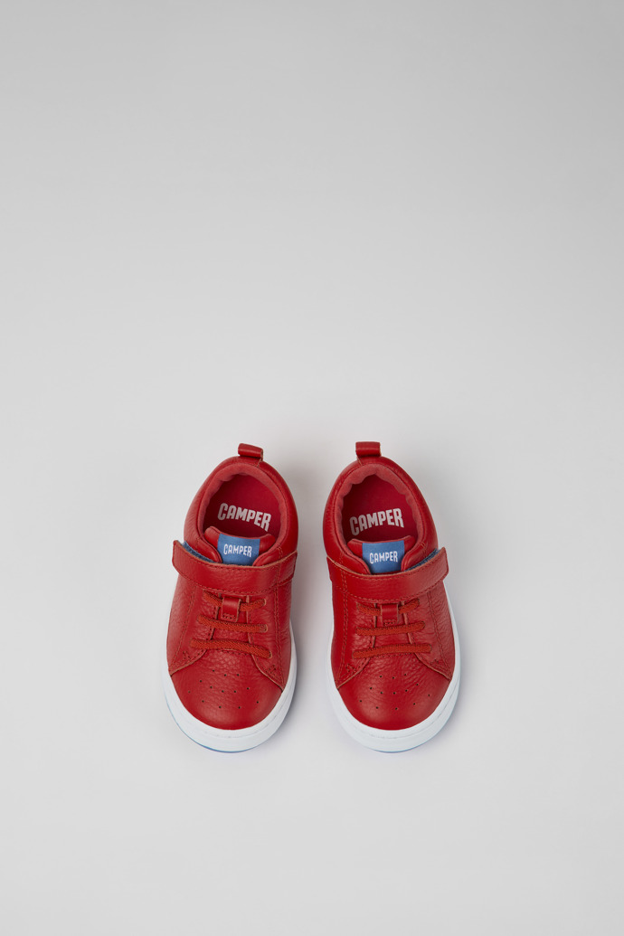 Overhead view of Runner Red leather sneakers for kids