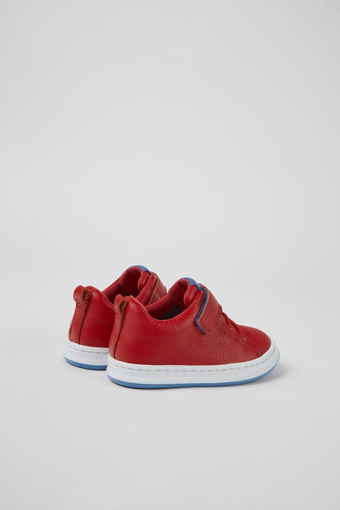 Back view of Runner Red leather sneakers for kids