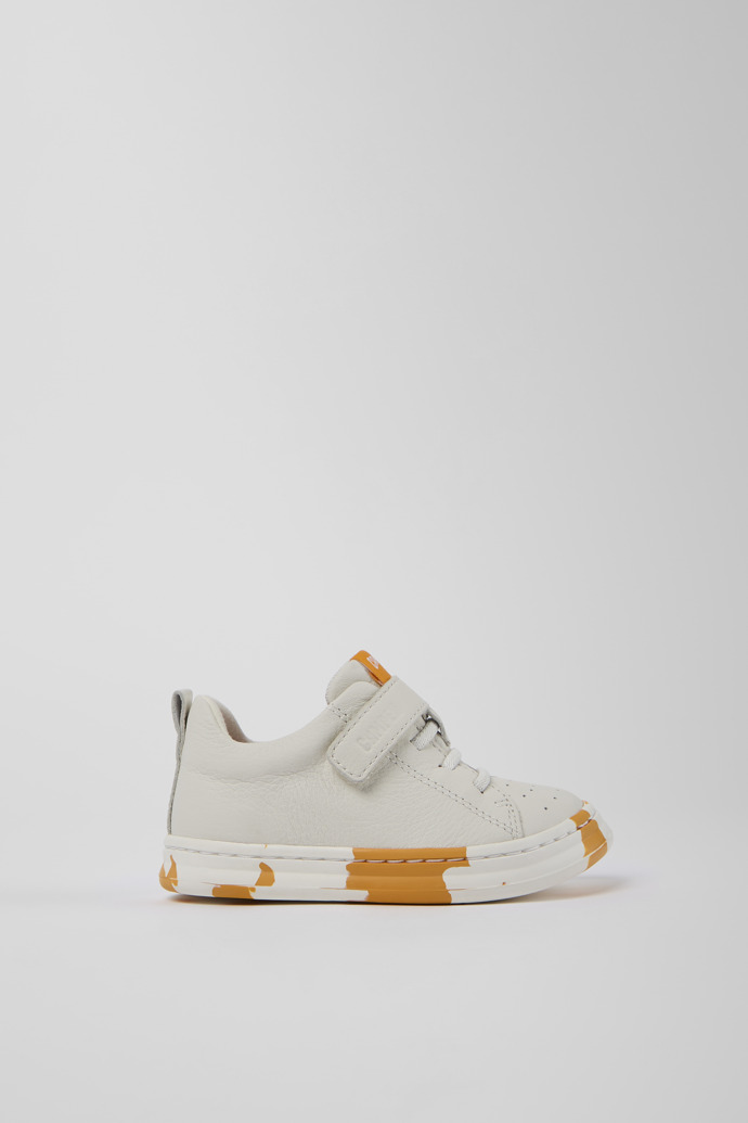 Side view of Runner White Leather Sneaker