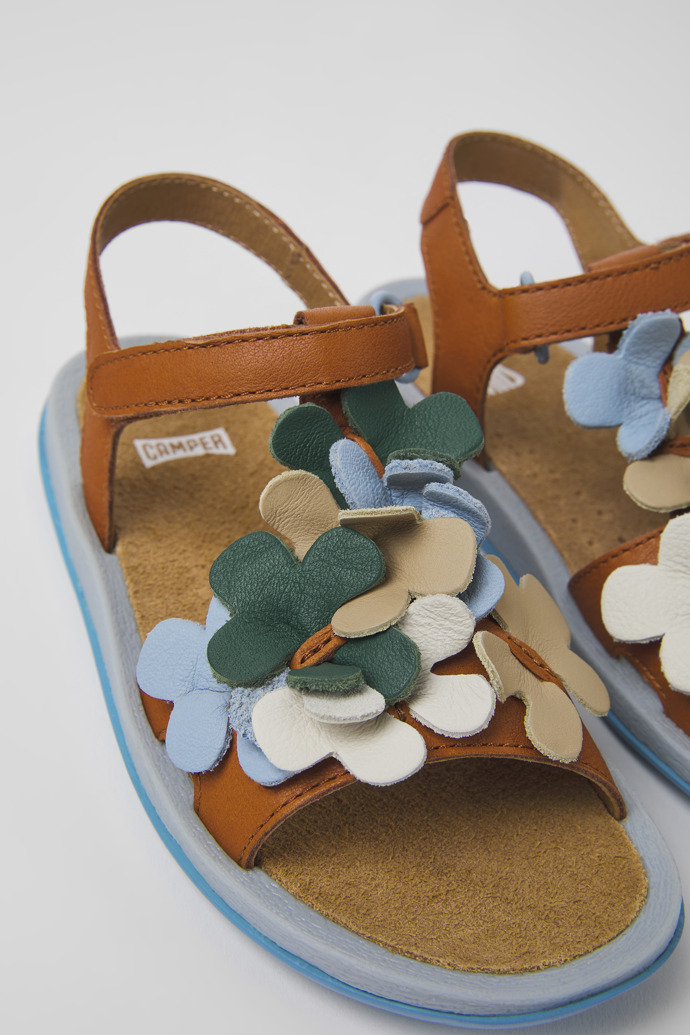 Close-up view of Twins Multicolored leather sandals for kids