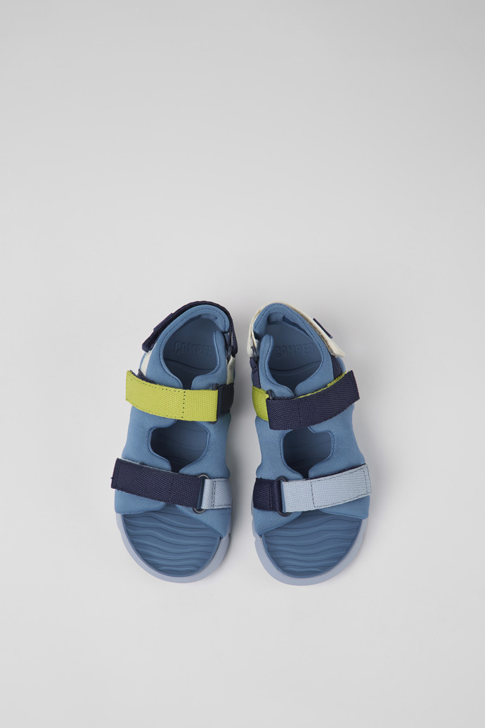 Overhead view of Twins Blue textile sandals for kids