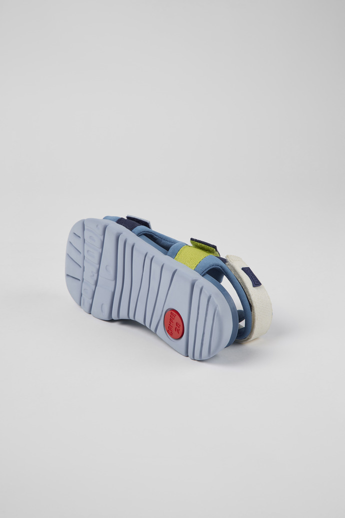 The soles of Twins Blue textile sandals for kids