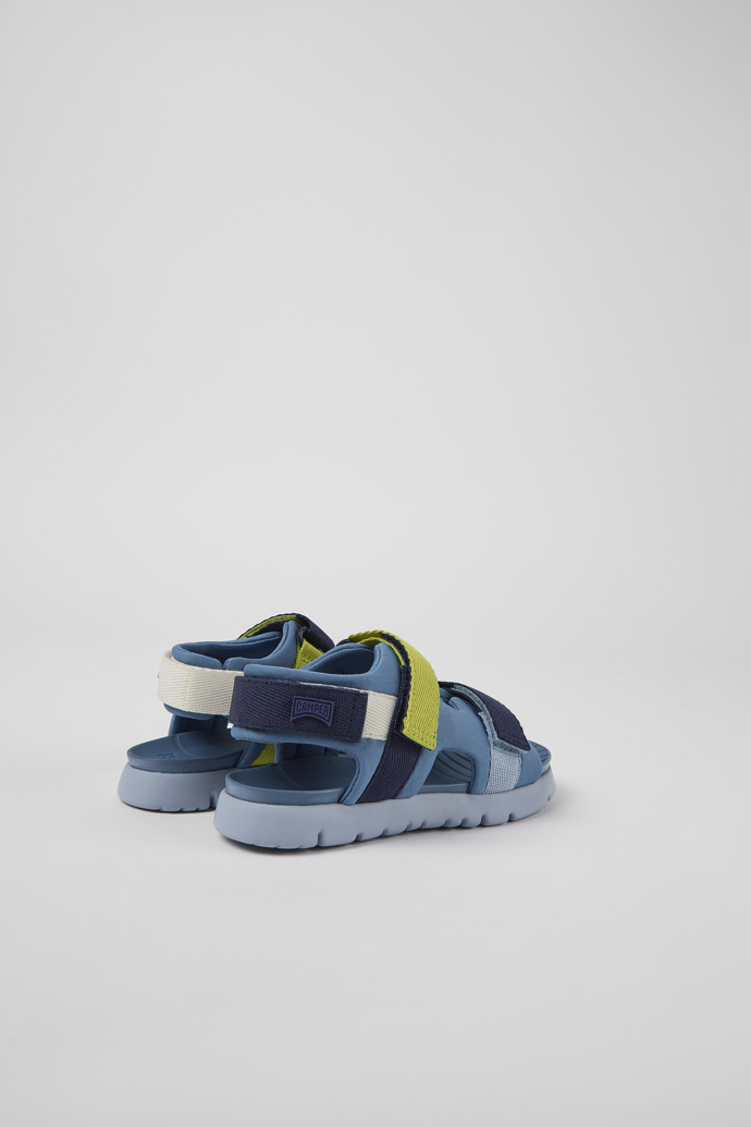 Back view of Twins Blue textile sandals for kids