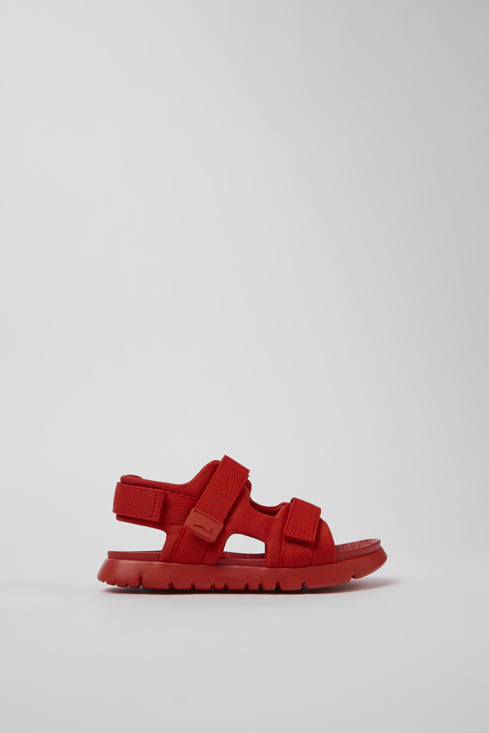 Side view of Oruga Red Textile 2-Strap Sandal
