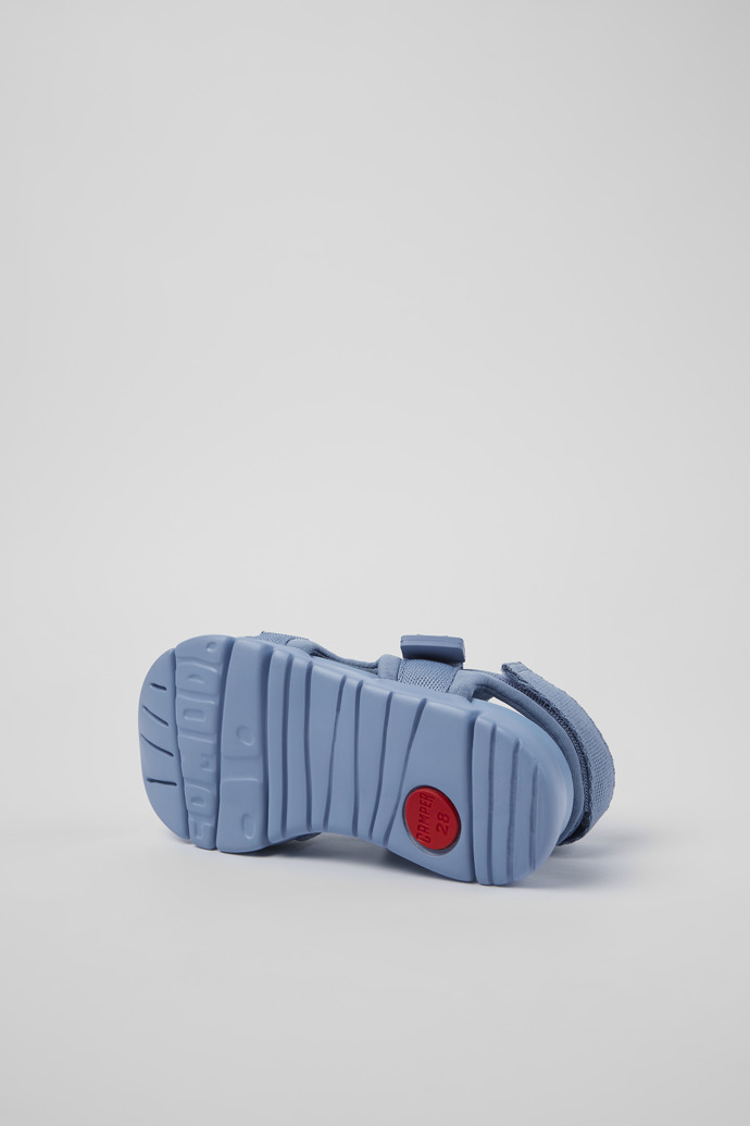 The soles of Oruga Blue Textile 2-Strap Sandal
