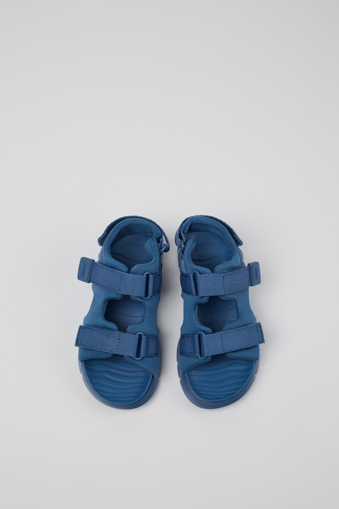 Overhead view of Oruga Blue Textile Sandals for Kids.