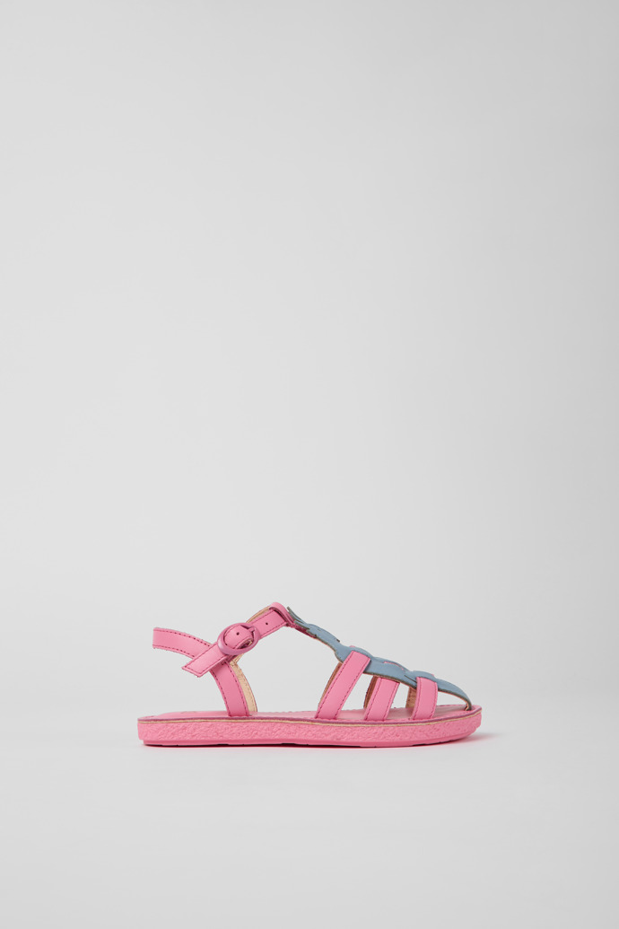 Side view of Twins Multicolored leather sandals for kids