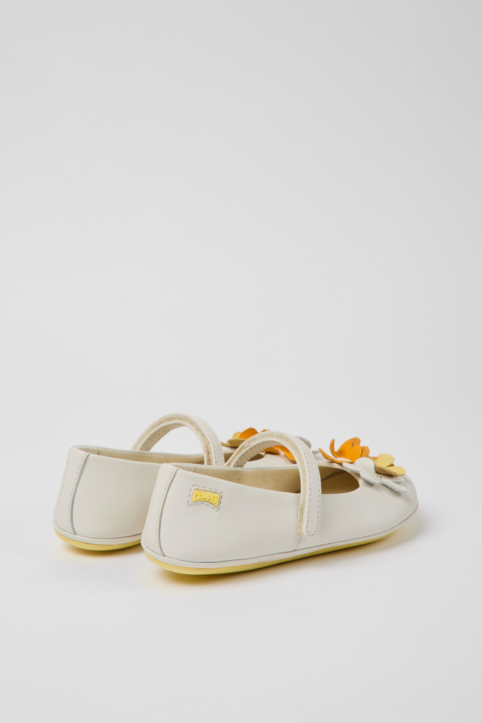 Back view of Twins White leather ballerinas for kids