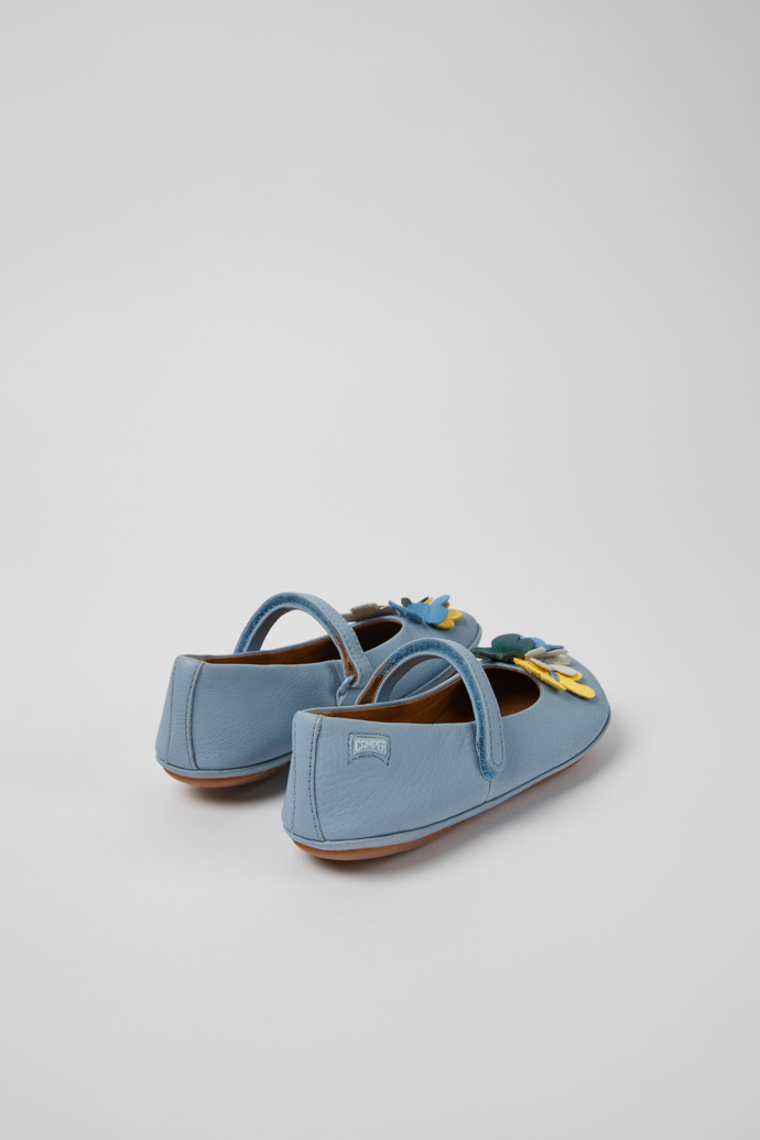 Back view of Twins Blue leather ballerinas for kids