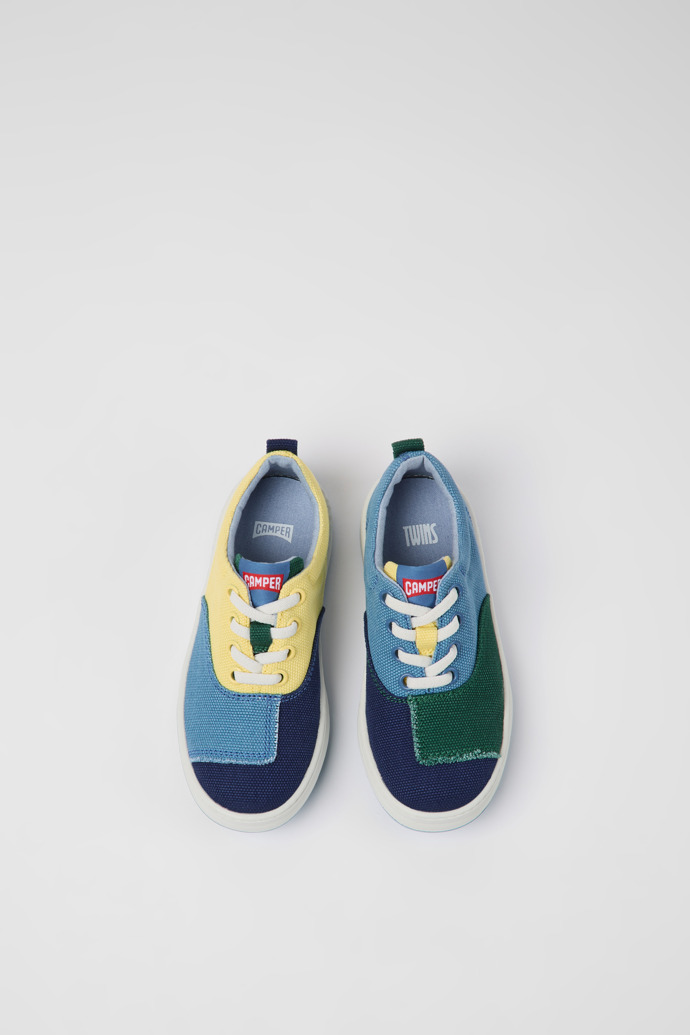 Overhead view of Twins Multicolored textile sneakers for kids