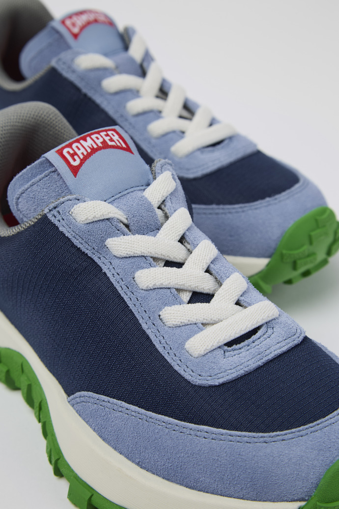 Close-up view of Drift Trail Blue Textile/Nubuck Sneaker