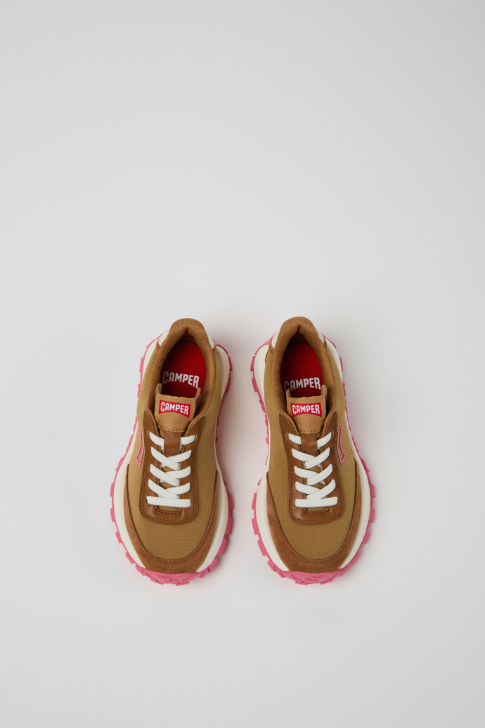 Drift Trail Sneakers de tejido y nobuk marrones para niños.