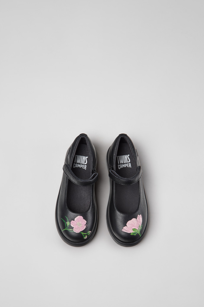 Twins Schwarze Lederballerinas für Kinder.