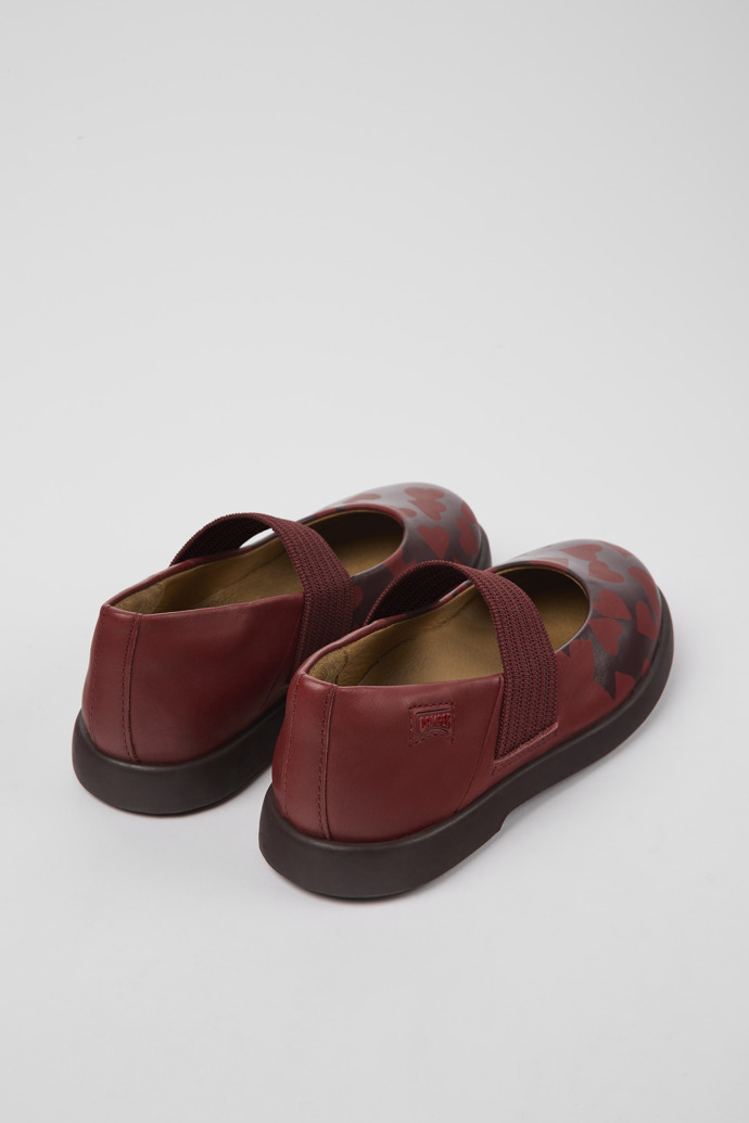Back view of Twins Burgundy leather Mary Jane shoes for kids