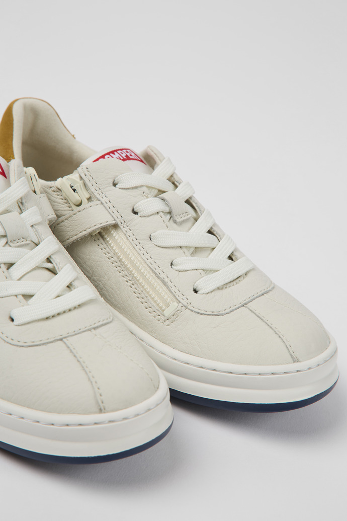 Close-up view of Twins White leather and nubuck sneakers for kids