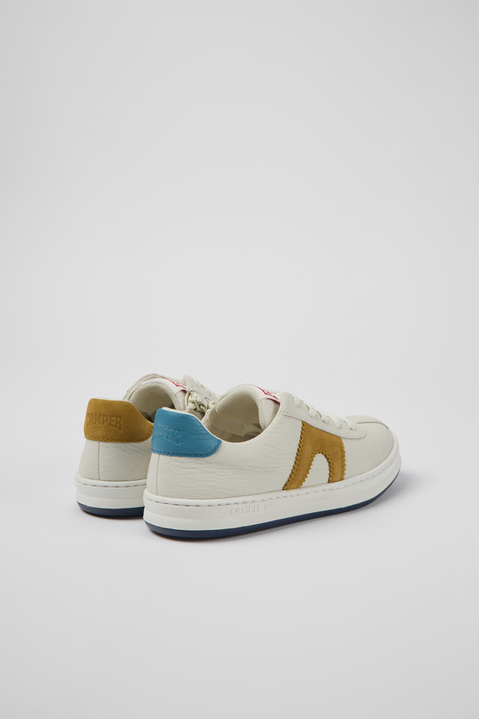 Back view of Twins White leather and nubuck sneakers for kids