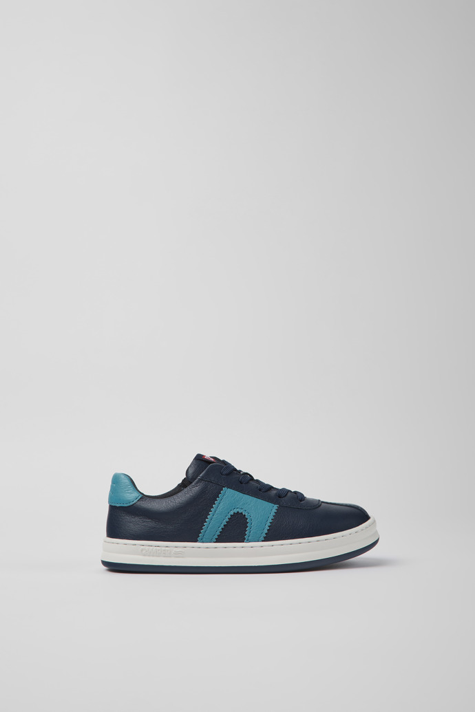 Side view of Runner Dark blue leather sneakers for kids