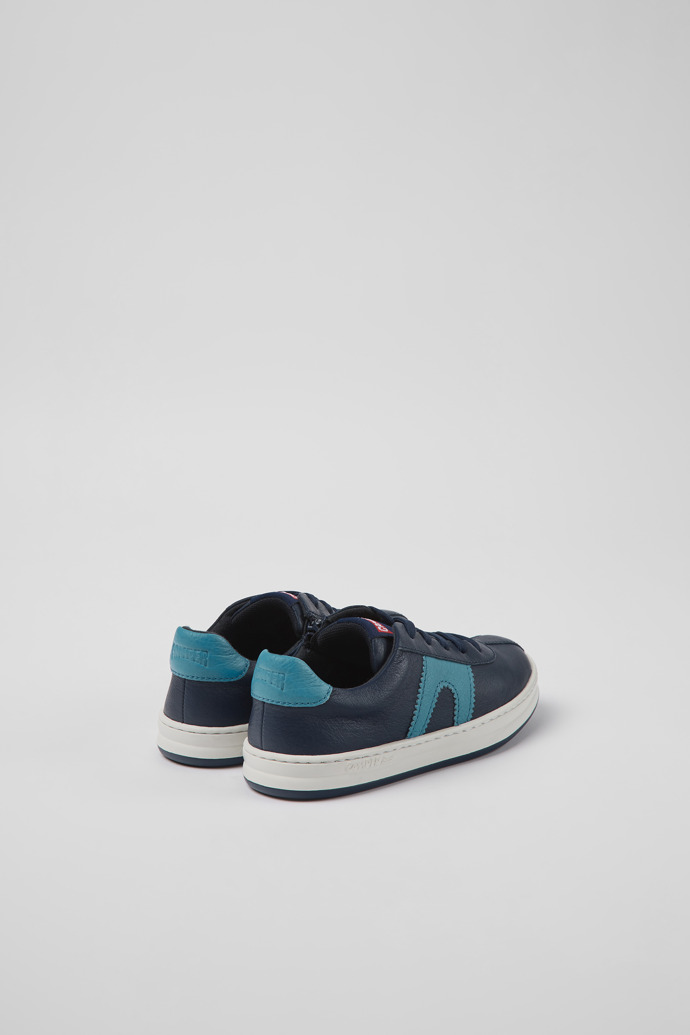 Back view of Runner Dark blue leather sneakers for kids