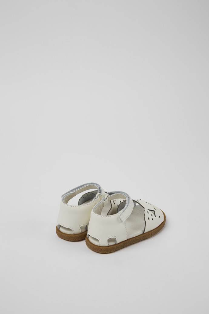 Back view of Twins White Leather 2-Strap Sandal