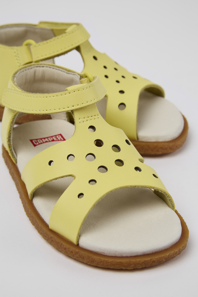 Close-up view of Twins Yellow Leather Sandal