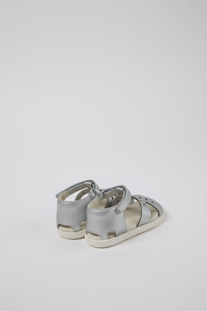 Back view of Twins Gray Leather Sandal