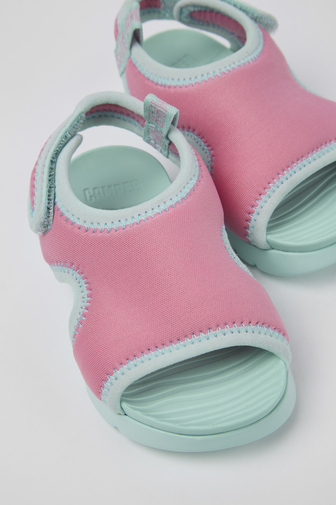 Close-up view of Oruga Pink Textile Sandal