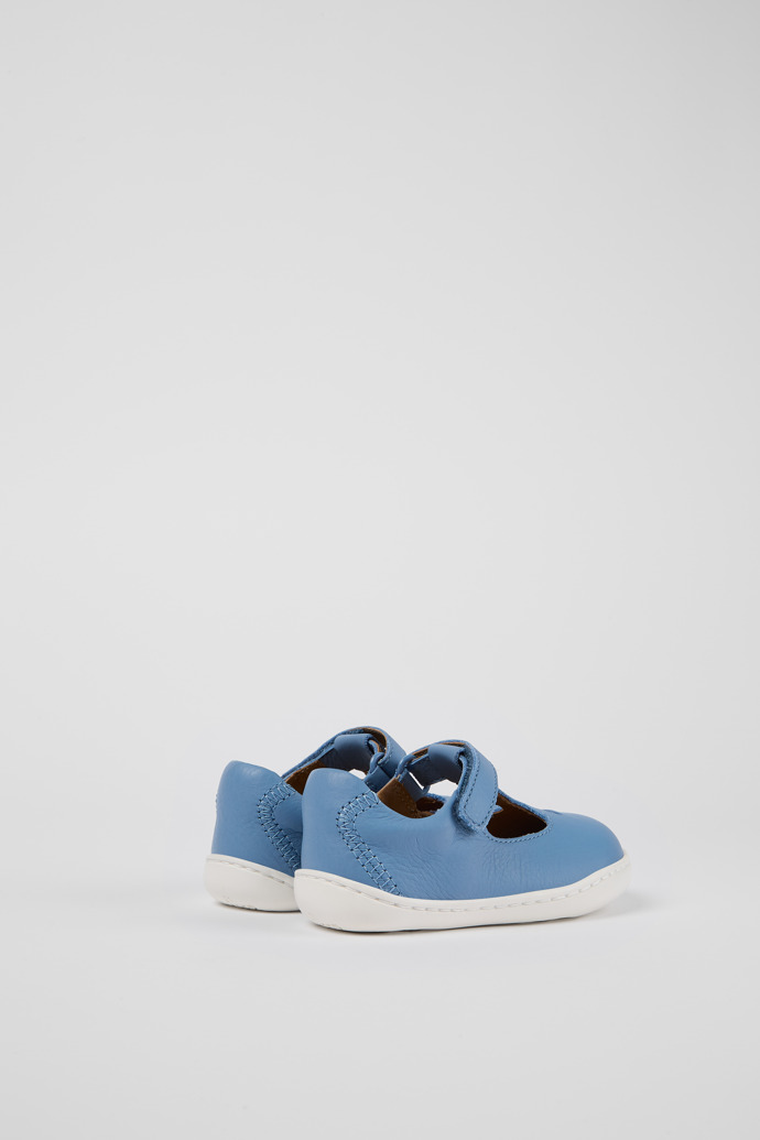 Back view of Twins Blue Leather T-Strap Shoe