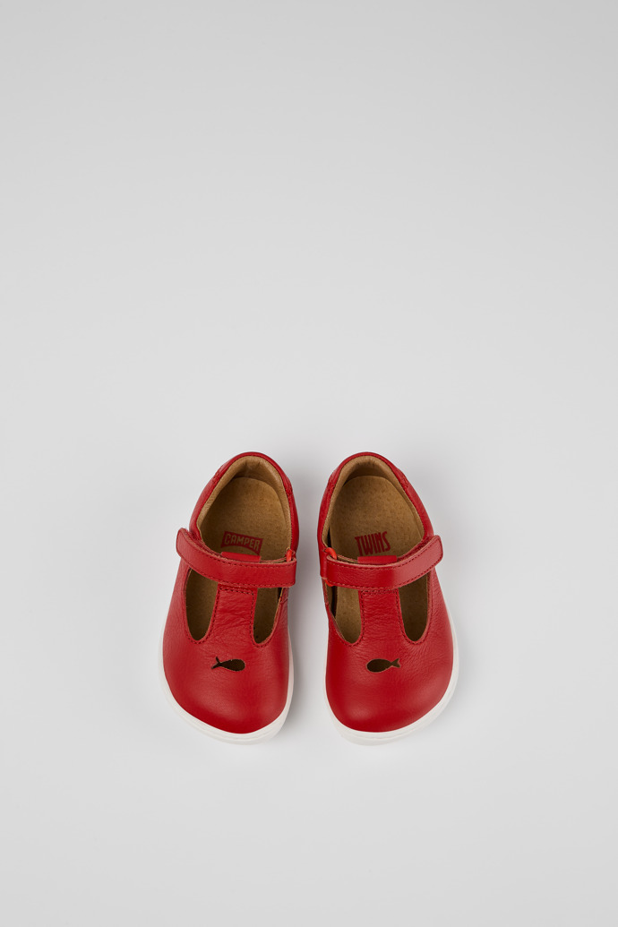 Overhead view of Twins Red Leather T-Strap Shoe