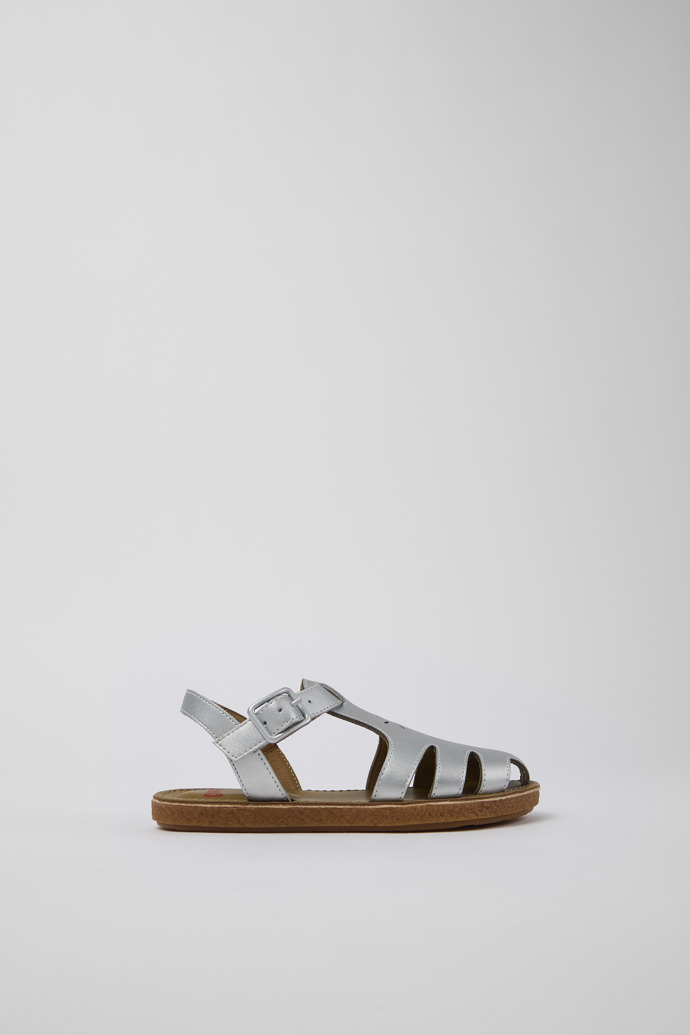 Side view of Miko Gray Leather Sandal