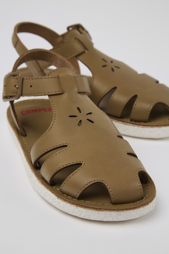 Close-up view of Miko Brown Leather Sandal