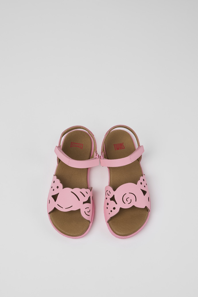 Overhead view of Twins Pink Leather Sandal