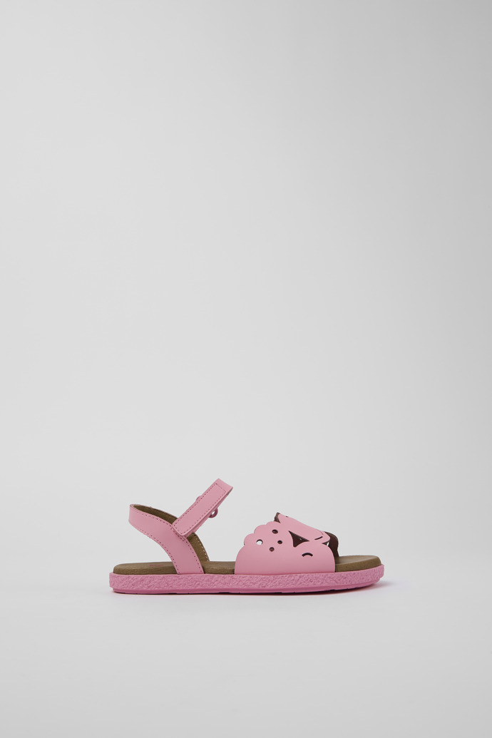 Side view of Twins Pink Leather Sandal