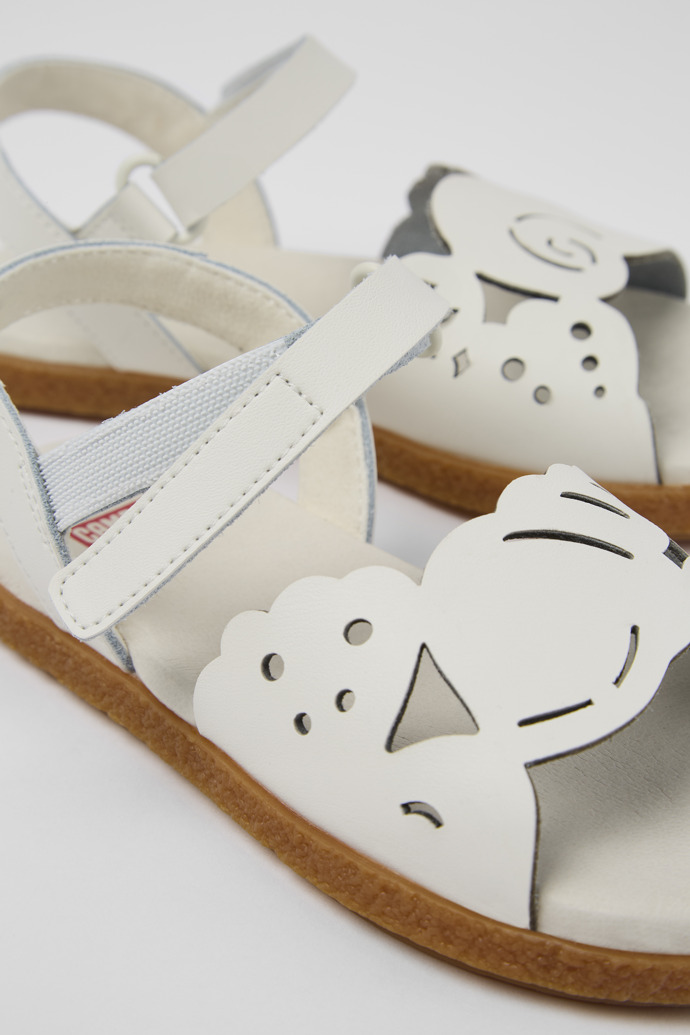 Close-up view of Twins White Leather Sandal