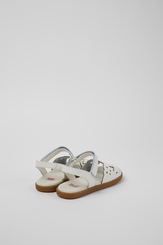 Back view of Twins White Leather Sandal