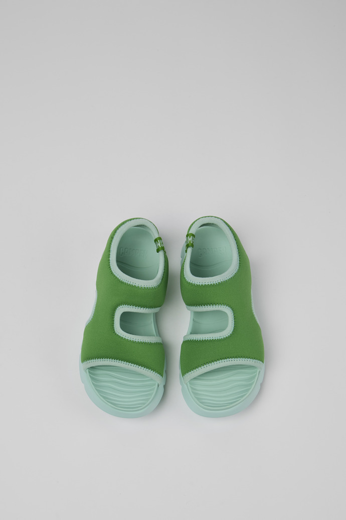 Overhead view of Oruga Green Textile Sandal